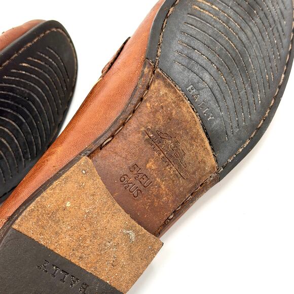 Vintage 80s Bally Italian Brown Leather Ruvera Gold Bit Loafers main image 8